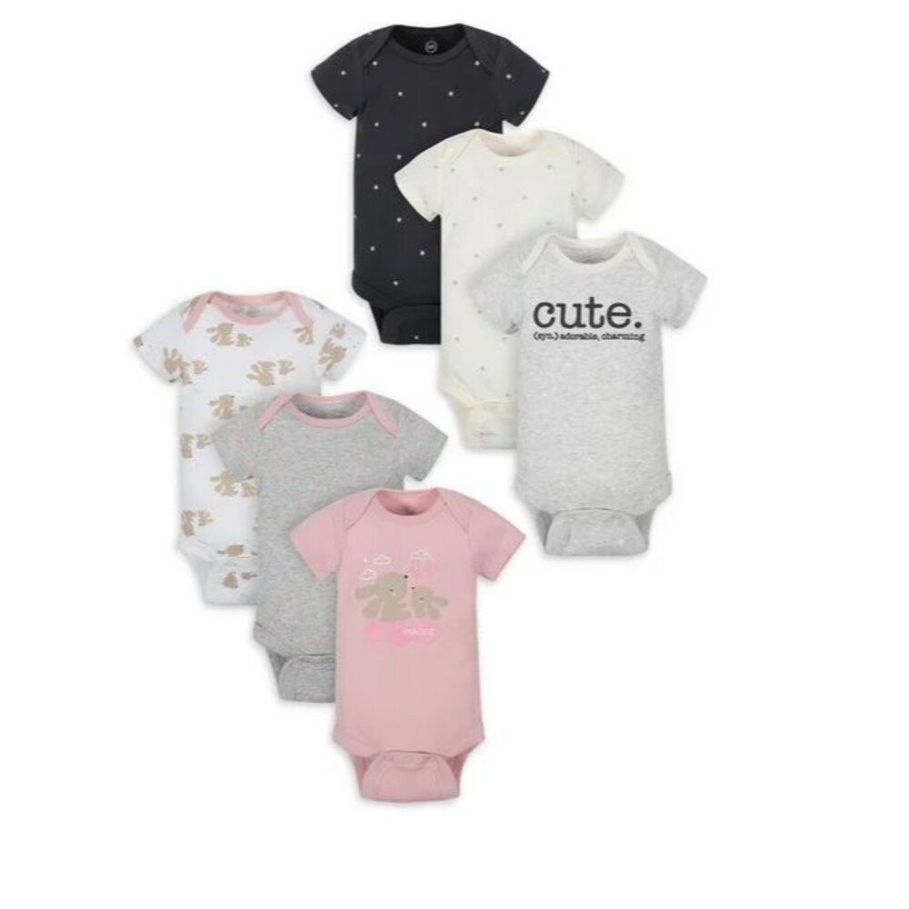 Baby Girl's 18 Month Bodysuit 6 pack short Sleeve Wonder Nation NEW